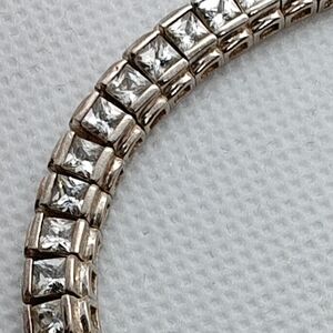 925 Sterling Silver Tennis Bracelet With Moissonite Princess Gems Unique Style